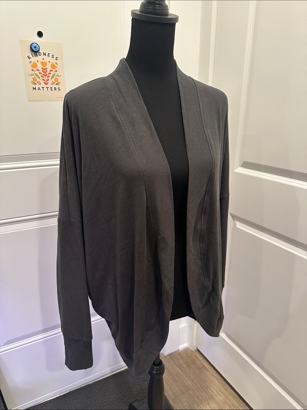 Relaxed Open-Front Cardigan Sweater - Charcoal Gray